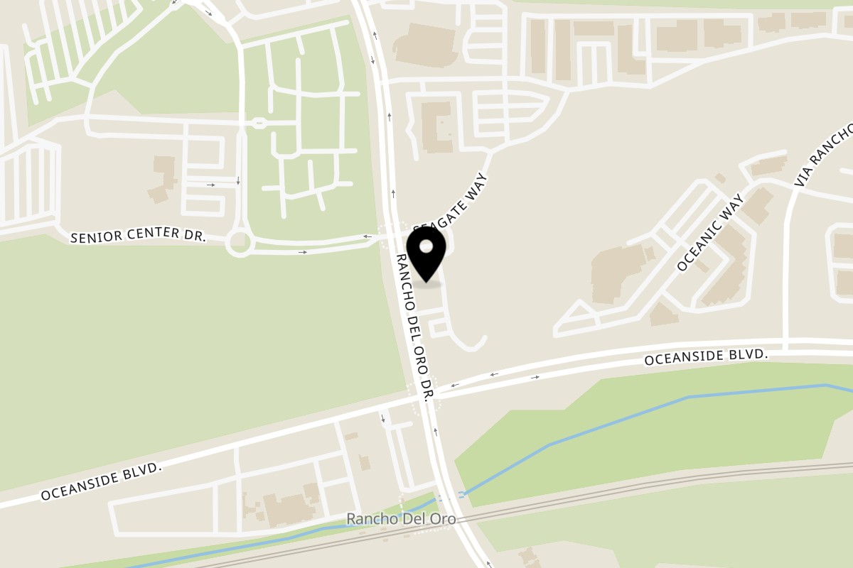 Map showing the location of Roostr Yard on 1810 Rancho Del Oro Rd in Oceanside